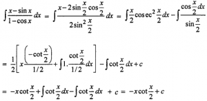 Que-14: ∫x-sinx/1-cosx dx