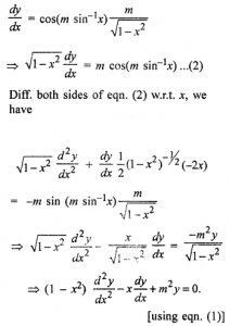 Que-11: If y = sin (m sin-1 x) show that (1 – x²) d²y/dx² - x dy/dx + m²y = 0