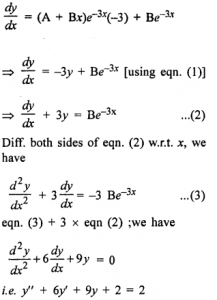 Que-12: If y = (A + Bx)e3x, prove that y” + 6y’ + 9y + 2 = 2.