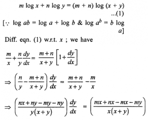 Que-13: If xmyn = (x + y)m+n, prove that d²y/dx² = 0.