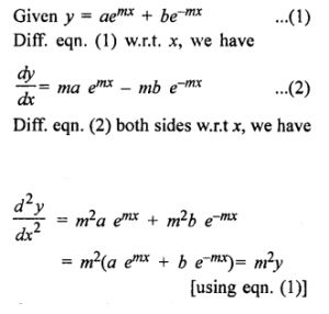Que-14: If y = aemx + be-mx, prove that d²y/dx² + m²y = 0.