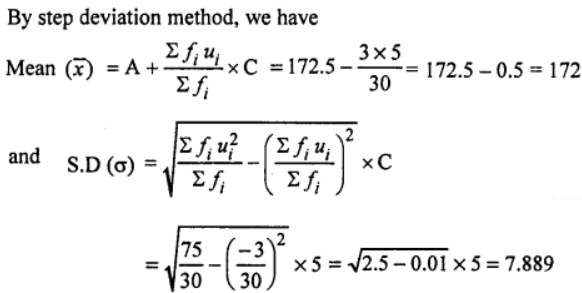 Que-9: The heights, to the nearest cm, of 30 men are given below Using class intervals 155-160, 160-165,… draw up a grouped frequency distribution and use this to estimate the Arithmetic mean and standard deviation.