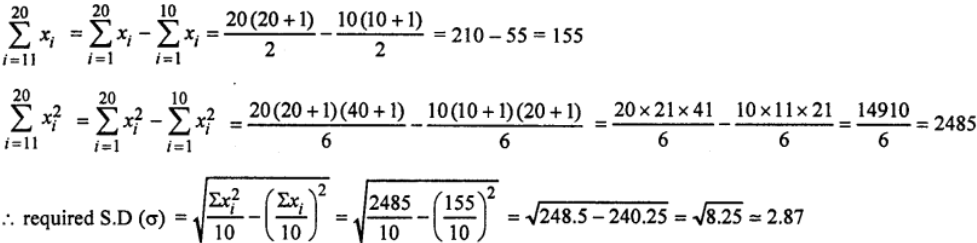 Que-2: Calculate the standard deviation and variance for the integers 11,12,13,…, 20.