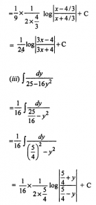 Que-2: (i)∫dx/x²-4 (ii) ∫dx/9x²-16 (iii) ∫dy/25-16y² (iv) ∫dx/18-2x²