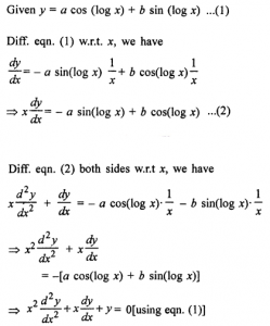 Que-15: If y = a cos (log x) + b sin (log x), prove that x² d²y/dx² + x dy/dx + y = 0.