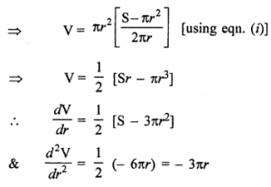 Que-18: Show that the height of an open cylinder of given surface and the greatest volume is equal to the radius of the base.