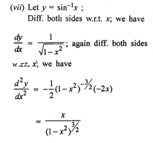 Que-1: (i) x² (ii) ax (iii) ax³ + bx² + cx + d (iv) log x (v) 1/√x (vi) x/√x-1 (vii) sin-1 x