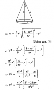 Que-20: Given the total surface of a cone, show that when the volume of the cone is maximum, the semi-vertical angle will be sin-1(1/3).