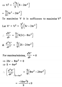 Que-20: Given the total surface of a cone, show that when the volume of the cone is maximum, the semi-vertical angle will be sin-1(1/3).