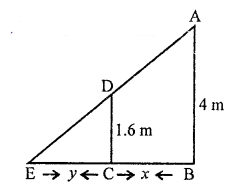 Que-8: A man 1.6 m high walks at the rate of 50 metres per minute away from a lamp which is 4 m above the ground. How fast is the man’s shadow lengthening?