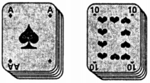 The ace, king, queen, jack and ten from both the spades and hearts suits are placed in two separate piles and one card is taken from each pile : Draw the sample space diagram and find the probability that: 