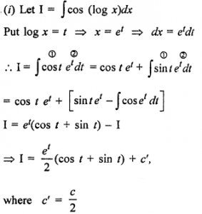 Que-4: (i)∫cos(logx) dx (ii)∫sin(logx) dx