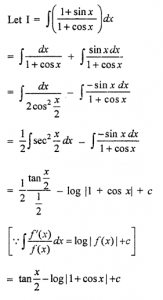 Que-19: ∫(1+sinx/1+cosx) dx