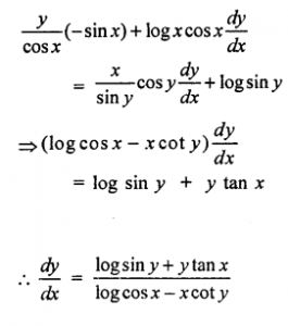 Que-18: Find dy/dx if (i) y = log (xx + cosec² x) (ii) y = esin²x(2tan-1√1-x/1+x) (iii) xy = yx (iv) (cos x)y = (siny)x 
