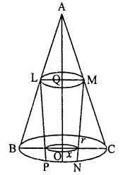 Que-28: Show that the radius of the right circular cylinder of greatest curved surface which can be inscribed in a givn right cricular cone is half that of the cone.