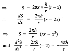 Que-28: Show that the radius of the right circular cylinder of greatest curved surface which can be inscribed in a givn right cricular cone is half that of the cone. 