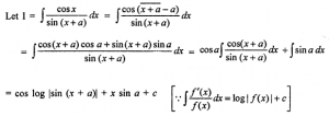 Que-5: ∫cosx/sin(x+a) dx