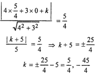 Que-11:For what value of k will the line 4x + 3y + k = 0 touch the circle 2x2 + 2y2 = 5x?