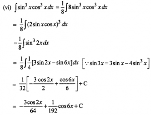 Que-3: (i) sin2 x (ii) cos2 x (iii) sin3 x (iv) sin2 mx (v) sin2 x cos2 x (vi) sin3 x cos3 x (vii) cos 2x + 2x sin²x / cos²x (viii) sin x sec2 x (ix) sin3 x cos3 x (x) 1/sin²x cos²x (xi) sec x/secx + tanx (xii) 3 cosec2 x + 2 sin3x