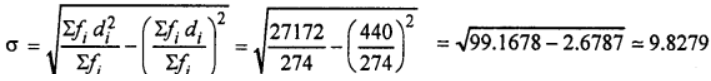 Calculate the standard deviation of the following data: