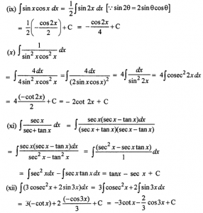 Que-3: (i) sin2 x (ii) cos2 x (iii) sin3 x (iv) sin2 mx (v) sin2 x cos2 x (vi) sin3 x cos3 x (vii) cos 2x + 2x sin²x / cos²x (viii) sin x sec2 x (ix) sin3 x cos3 x (x) 1/sin²x cos²x (xi) sec x/secx + tanx (xii) 3 cosec2 x + 2 sin3x