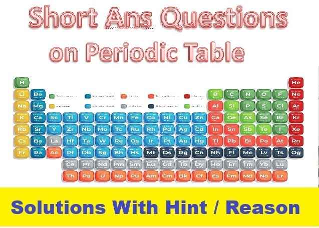 Periodic Table Short Ans Concise Class-10 ICSE Chemistry Selina Solutions