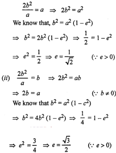 Que-4: Find the eccentricity of the ellipse whose latus rectum is (/) half its major axis, (ii) half its minor axis.