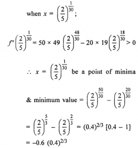 Que-12: Find the absolute maximum and absolute minimum value of the following functions in the given interval : (i) f(x) = x3 in [-2, 2] (ii) f(x) = (x – 1)2 + 3 in [-3, 1] (iii) y = √(x-4) on 4 ≤ x ≤ 29. (iv) 3x4 – 8x3 + 12x2 – 48x + 1 on the interval [1, 4]. (v) f(x) = 2x3 – 24x + 107 in [-3, -1]. (vi) f(x) = x50 – x20 in [0, 1] (vii) x + sin 2x in [0, 2 π]. (viii) f(x) = cos2 x + sin x = x ∈[0, π]