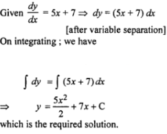 Que-1: dy/dx = 5x + 7