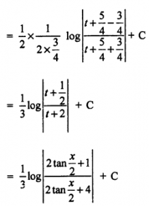 Que-2: (i) ∫dx/4−3sinx (ii) ∫dx/4+5sinx (iii) ∫dθ/1−2sinθ (iv) ∫dx/1−3sinx