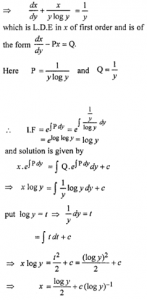 Que-13: y log y dx/dy + x – logy = 0