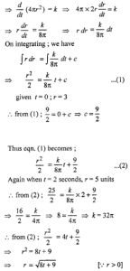 Que-2: The surface area of a balloon being inflated changes at a constant rate. If initially, its radius is 3 units and after 2 seconds, it is 5 units, find the radius after t second.