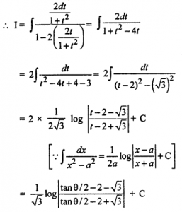 Que-2: (i) ∫dx/4−3sinx (ii) ∫dx/4+5sinx (iii) ∫dθ/1−2sinθ (iv) ∫dx/1−3sinx