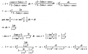 Que-5: (i) ∫2sinθ+cosθ/7sinθ−5cosθ dθ (ii) ∫cosx+3sinx−5/3(1−sinx)−cosx dx