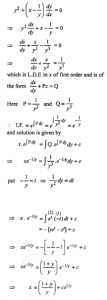 Que-18: (i) (x + 2y²) dy/dx = y, y > 0 (ii) (x + 3y²)dy/dx = y, given that when x = 2, y = 1. (iii) (3y² – x)dy = ydx (iv) y² + (x – 1/y)dy/dx = 0 (v) (x + y + 1)dy/dx = 1 (vi) y dx + (x – y³)dy = 0