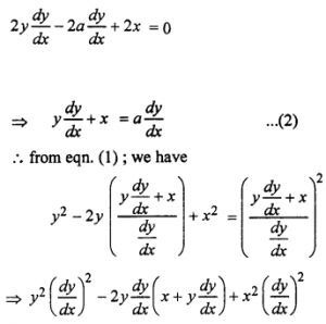 Que-5: Form the differential equation corres-ponding to y² – 2ay + x² = a² by eliminating a.