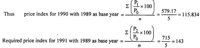 Que-8: Construct index numbers by the simple average of relative method for 1990 and 1991 with 1989 as the base year.