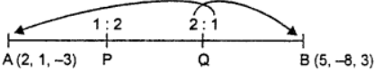 Que-5: Find the coordinates of the points which trisect AB given that A(2, 1, -3) and B (5, -8, 3).