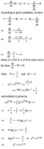 Que-8: (i) Find the equation of the curve for which the intercept cut off by a tangent on the xvaxis is equal to four times the ordinate of the point of contact. (ii) Similar question. The x-intercept of the tangent line to a curve is equal to the ordinate of the point of contact. Find the particular curve through the point (1,1).