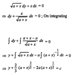 Que-10: √a+x dy + xdx = 0