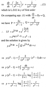 Que-7: (i) (x² + 1)dy/dx + 2xy = 4x² (ii) (x² – 1)dy/dx + 2xy = 2/x²–1