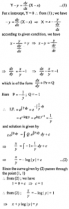 Que-8: (i) Find the equation of the curve for which the intercept cut off by a tangent on the xvaxis is equal to four times the ordinate of the point of contact. (ii) Similar question. The x-intercept of the tangent line to a curve is equal to the ordinate of the point of contact. Find the particular curve through the point (1,1).