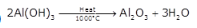 Write the equation for the reaction where the aluminium oxide for the electrolytic extraction of aluminium is obtain on heating aluminium hydroxide.