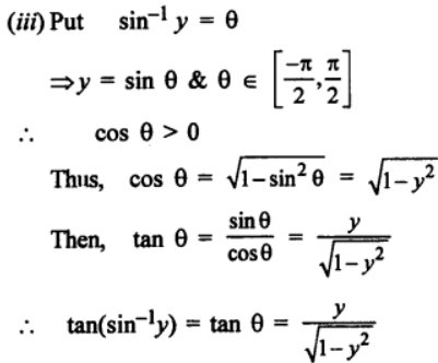 Simplify : (iii) tan (sin-1 y)