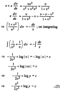 Que-14: dy/dx=xy/x²+y² given that y = 1 when x = 0.