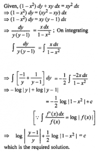 Que-13: (1 – x²) dy + xy dx = xy² dx