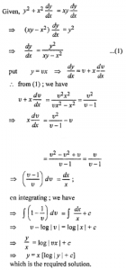 Que-5: y² + x²dy/dx = xy dy/dx