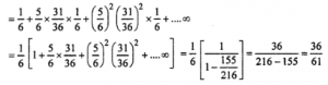 Que-25: (i) A man alternately tosses a coin and throws a die beginning with the coin. Find the probability he gets a head in the coin before he gets a 5 or 6 in the die. (ii) A and B throw with a pair of dice. A wins if he throws 7 before B throws 8 and B wins if he throws 8 before A throws 7. If A begins, show that his chance of winning is 36/61. What is B’s chance of winning? (iii) A and B throw a pair of dice alternately. A wins the game, if he gets a total of 1 and B wins the game, if he gets a total of 10. If A starts the game, then find the probability that B wins. (iv) In a hockey match, both tear is A and B scored same number of goals up to the end of the game, so to decide the winner, the referee asked both the captains to throw die alternately and decided that the team, whose captain gets a six first, will be declared the winner, if the captain of team A was asked to start, then find heir respective probabilities of winning the match and state whether the decision of the referee was fair or not.