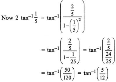 Que-12: cos-1(63/65) + 2tan-1(1/5) = sin-1(3/5)