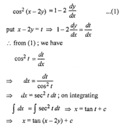Que-28: cos²(x – 2y) = 1 – 2dy/dx